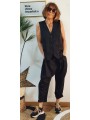 Tailleur noir pantalon blazer sans manches de chez SUN