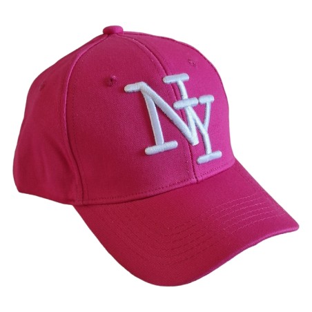 Casquette rose vif, "fashion essential" de vos tenues, logo NY blanc .