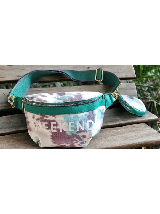 sac banane week end vert tie and die avec porte monnaie