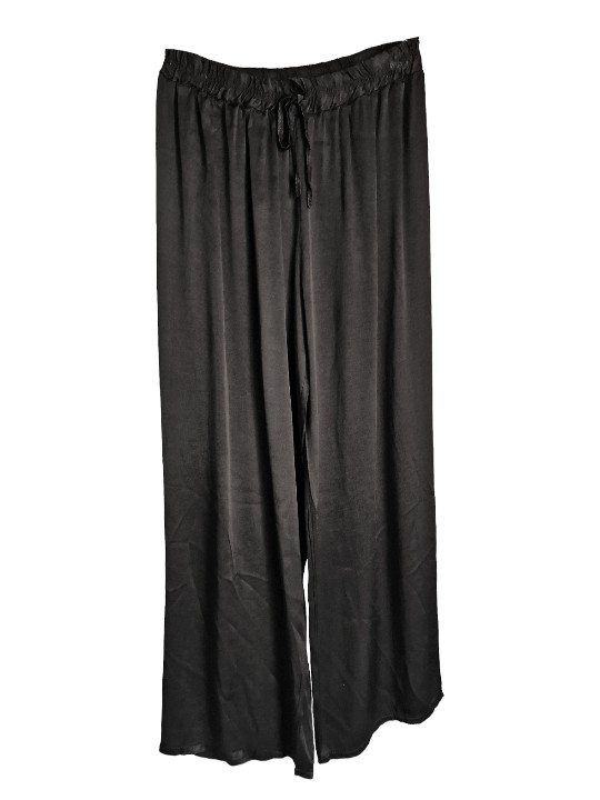 Pantalon large et fluide noir effet satiné