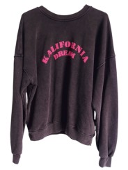 Sweat gris anthracite, écriture KALIFORNIA DREAM rose fluo.