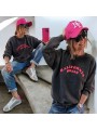 Sweat gris anthracite, écriture KALIFORNIA DREAM rose fluo.