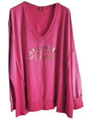 Sweat oversize rose fushia stone washed, écritures gold, kalifornia dream.