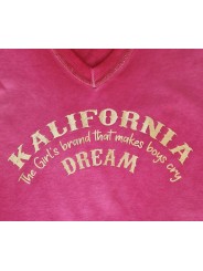 Sweat oversize rose fushia stone washed, écritures gold, kalifornia dream.