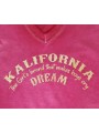 Sweat oversize rose fushia stone washed, écritures gold, kalifornia dream.