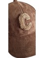 Casquette camel effet daim, logo "C" en bouclette camel