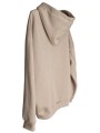 Sweat capuche beige, épais, cocoon, motif "C'EST BON" en bouclette taupe.