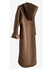 Robe sweat capuche marron choco sublimée par une tête de mort revisitée or devant.