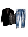 Jean boyfriend bleu denim used de chez Sexy Woman sublimé par ses patchs en strass LOVE, N°5