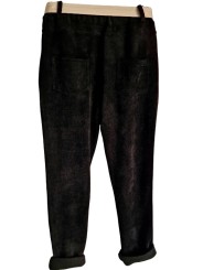 PantaJogg noir, matière style velours côtelé, ultra confort, coupe baggy, qui combine sport chic et décontraction!