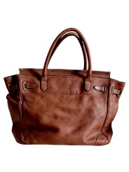 Sac cabas vintage en cuir souple camel, façon Birkin Hermès