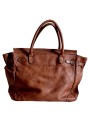 Sac cabas vintage en cuir souple camel, façon Birkin Hermès