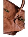 Sac cabas vintage en cuir souple camel, façon Birkin Hermès