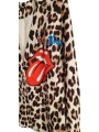 blazer fluide léopard avec motif langue des Rolling Stones.