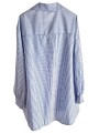 chemise ample style liquette rayée blanc/ bleu strass