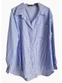 chemise ample style liquette rayée blanc/ bleu strass