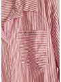 chemise ample style liquette rayée blanc/ rose, strass