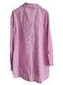 chemise ample style liquette rayée blanc/ rose, strass