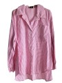 chemise ample style liquette rayée blanc/ rose, strass