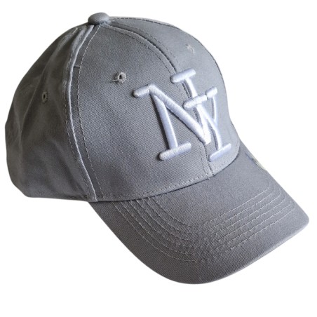 Casquettegris perle "fashion essential" de vos tenues, logo NY blanc .