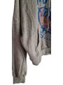 Sweat capuche gris chiné, motif multicolore style graffitis.