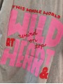 T-shirt gris effet délavé motif WILD HEART rose fluo resto/verso