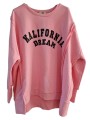 Sweat rose baby, inscriptions KALIFORNIA DREAM en glitters noirs.