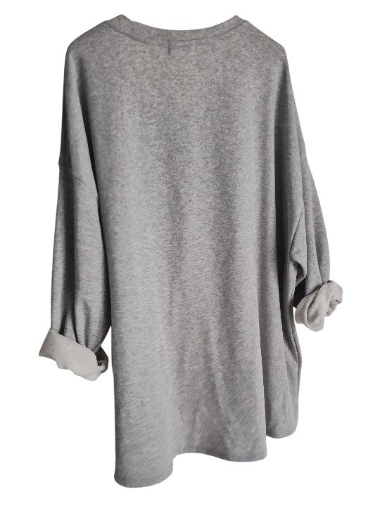 Sweat oversize gris de chez Kalifornia Dream, motif Madone devant