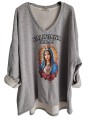 Sweat oversize gris de chez Kalifornia Dream, motif Madone devant