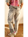 Jean "regular" gris stone washed qui se portera baggy, effet d'usures travaillées, coupe LOOSE et ses maxi revers.