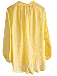 Chemise jaune en coton gaufré, légère et fluide, motif fleurs en relief